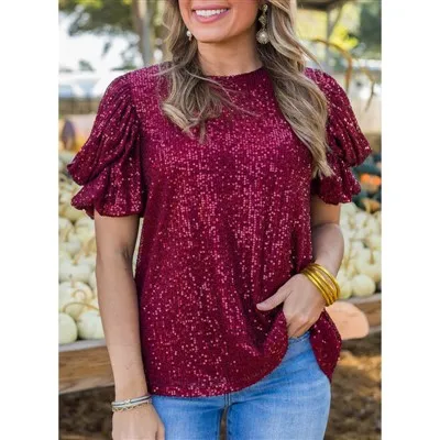 レッドスパンコールチュニック